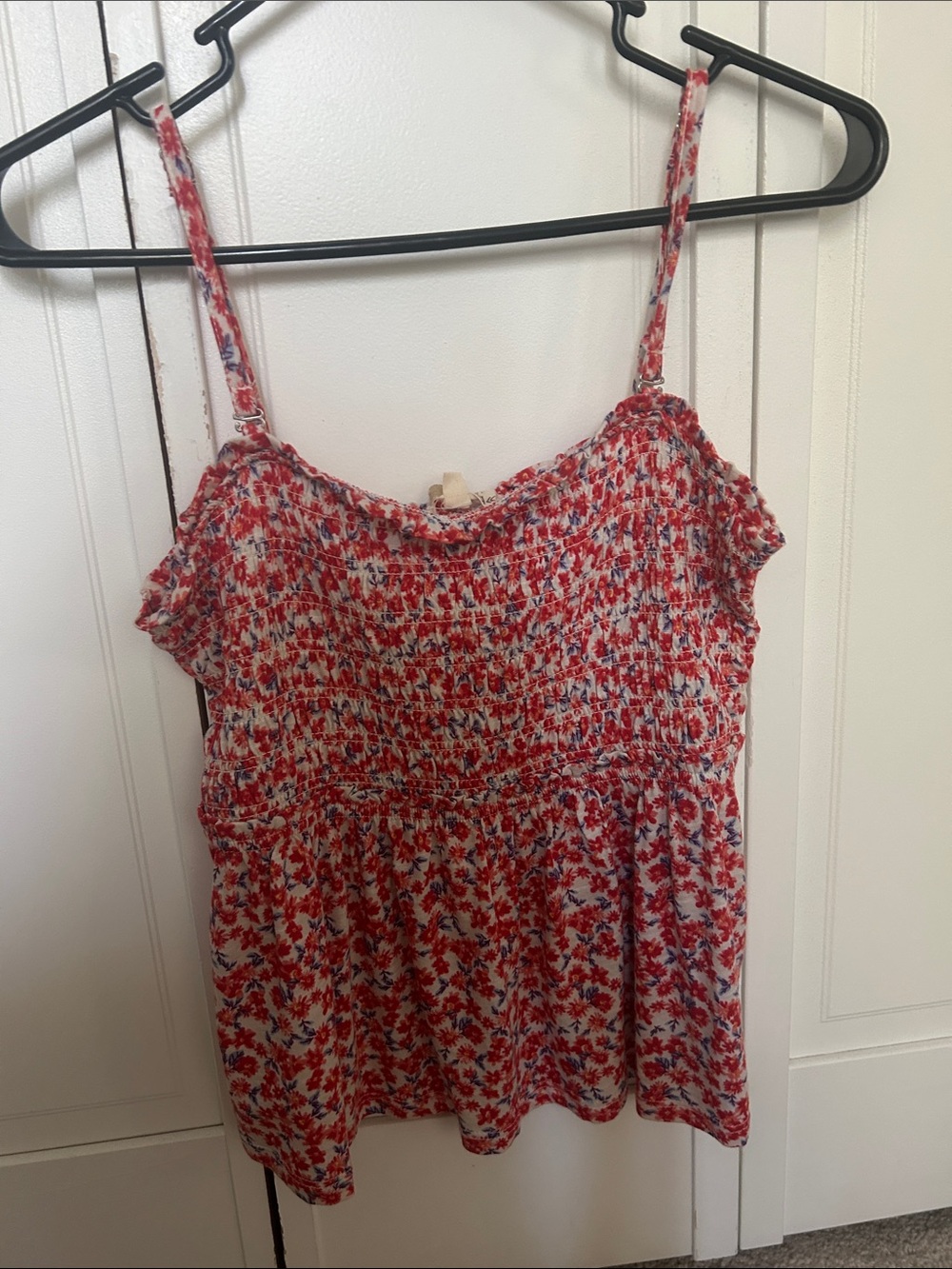 Rewind Red Floral Smocked Camisole